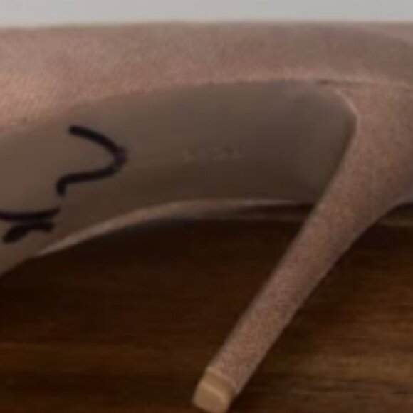 BCBG Peep Toe Tan Suede Heels - Picture 7 of 9